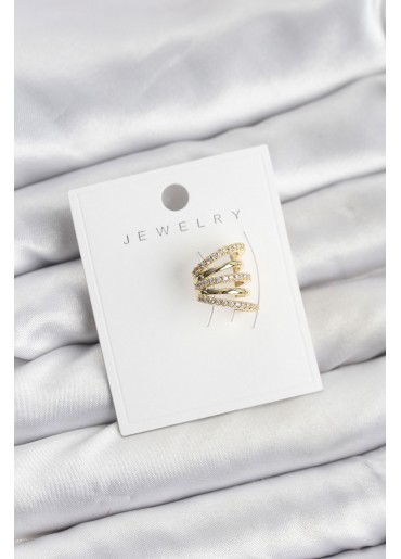 Erb Gold Renk Pirinç Zirkon Taşlı Kıkırdak Earcuff Küpe