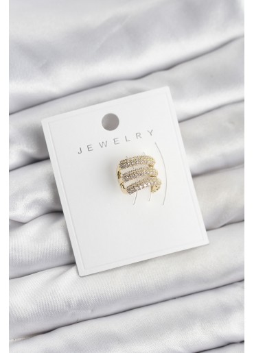 Erb Pirinç Gold Renk Zirkon Taşlı Earcuff Kıkırdak Küpe
