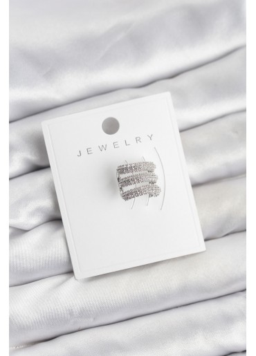 Erb Pirinç Gümüş Renk Zirkon Taşlı Earcuff Kıkırdak Küpe