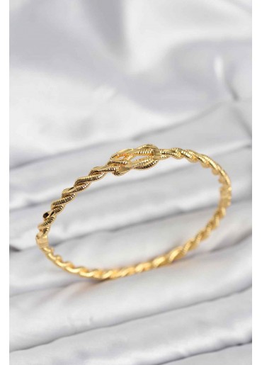 Erb Düğüm Model Pirinç Gold Renk Kadın Kelepçe Bileklik