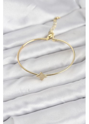 Erb Gold Renk Pirinç Köşeli Yonca Model Kadın Bileklik