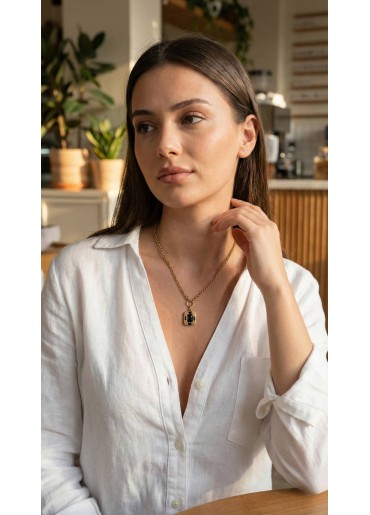 Erb 316L Çelik Zincir Gold Renk Vintage Model Kadın Kolye