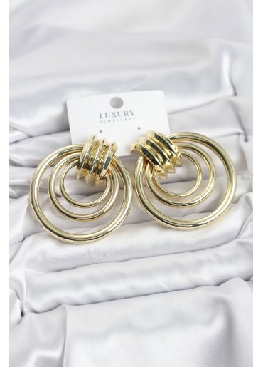 Erb Pirinç Gold Renk Halka Model Vintage Kadın Küpe