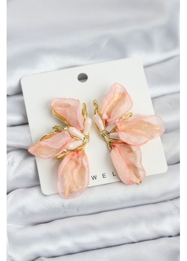 Erb Lotus Model Yavruağızı Renk Tüllü Kadın Küpe