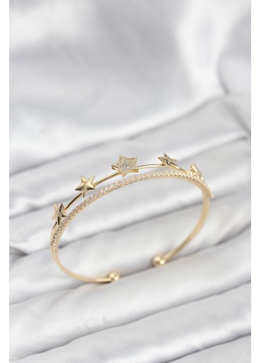 Erb Yıldız Model Gold Renk Pirinç Kadın Bileklik