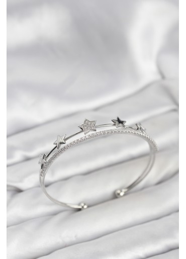 Erb Yıldız Model Gümüş Renk Pirinç Kadın Bileklik