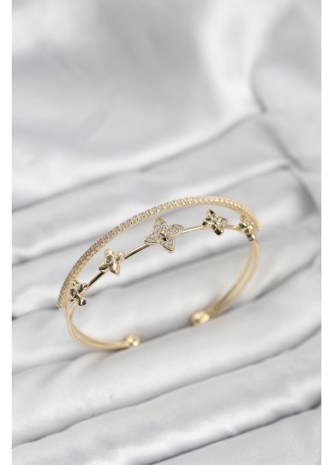 Erb Pirinç Gold Renk Çiçek Model Kadın Bileklik