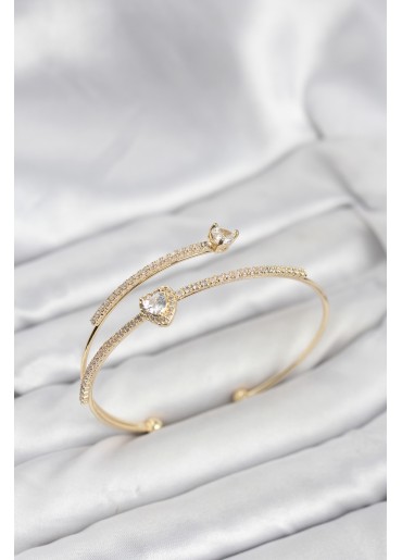 Erb Kalp Model Pirinç Gold Renk Kadın Bileklik