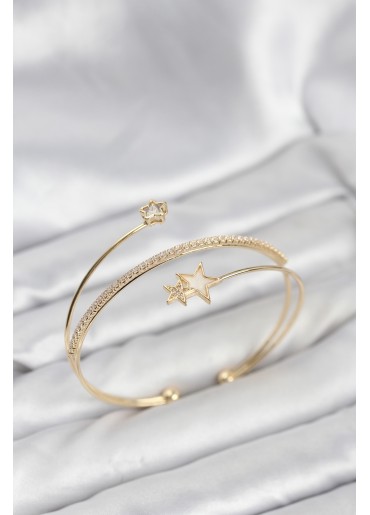 Erb Yıldızlı Model Pirinç Gold Renk Kadın Bileklik