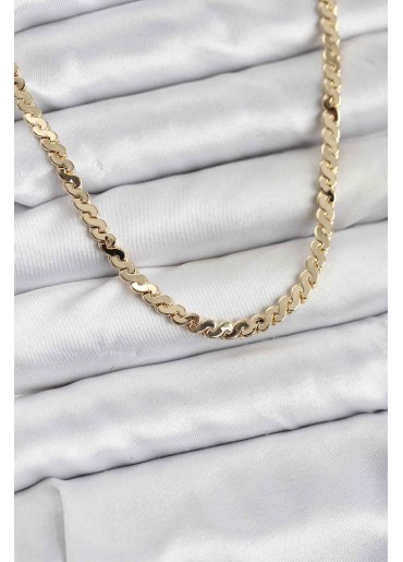 Erb Pirinç Gold Renk Yassı Zincir Kadın Kolye