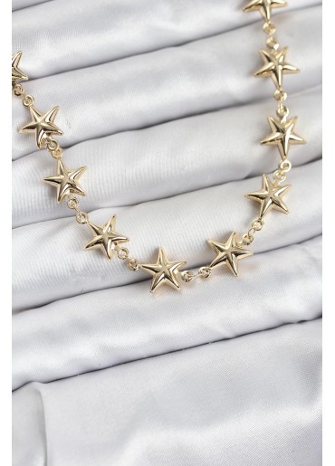 Erb Yıldız Model Pirinç Gold Renk Kadın Kolye