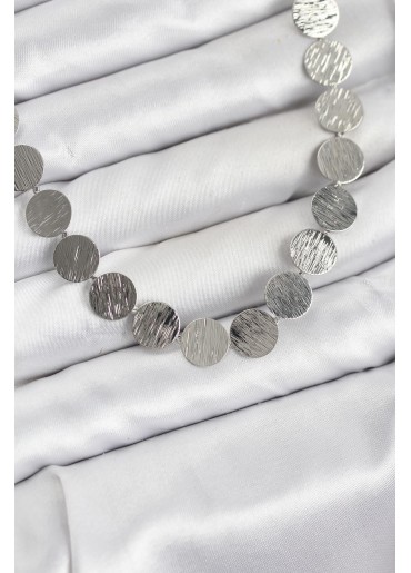 Erb Yuvarlak Plaka Model Gümüş Renk Kadın Kolye