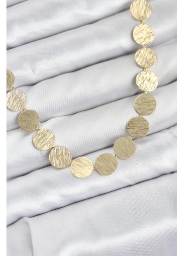 Erb Yuvarlak Plaka Model Gold Renk Kadın Kolye