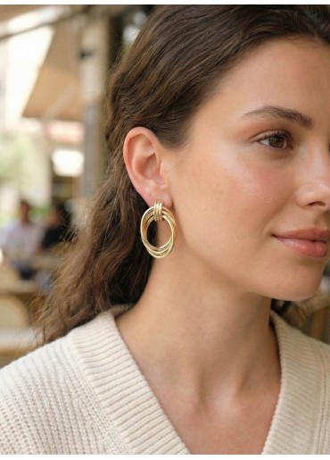 Erb Pirinç Gold Renk Damla Model Vintage Kadın Küpe