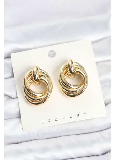 Erb Pirinç Gold Renk Sarmal Halka Model Vintage Kadın Küpe