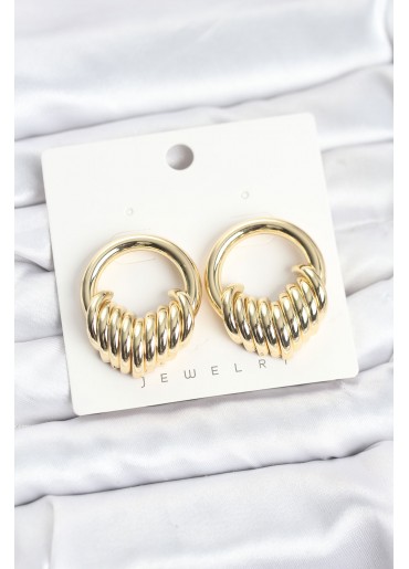 Erb Pirinç Gold Renk Halka Sarmal Model Vintage Kadın Küpe