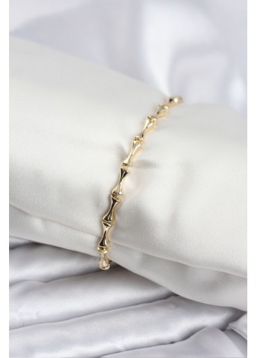 Erb Pirinç Gold Renk VIP Seri İnce Kemik Model Zirkon Taşlı Kadın Bileklik