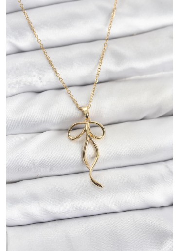 Erb 316L Çelik Zincir Gold Renk Fiyonk Model Kadın Kolye