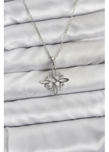 Erb 316L Çelik Zincir Gümüş Renk Sonsuzluk Model Zirkon Taşlı Kadın Kolye