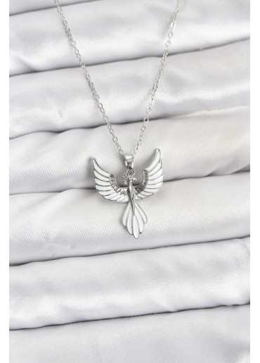 Erb 316L Çelik Zincir Gümüş Renk Anka Kuşu Model Kadın Kolye