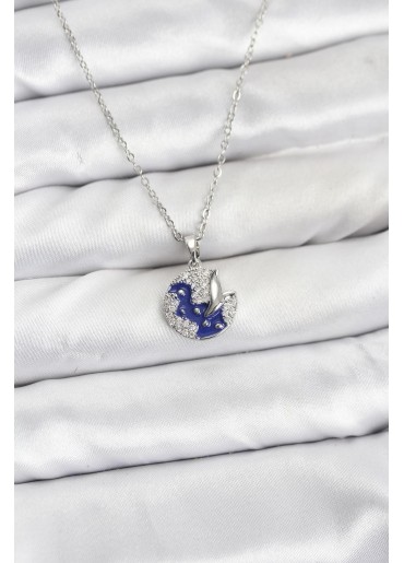 Erb 316L Çelik Zincir Gümüş Renk Gece Model Zirkon Taşlı Kadın Kolye