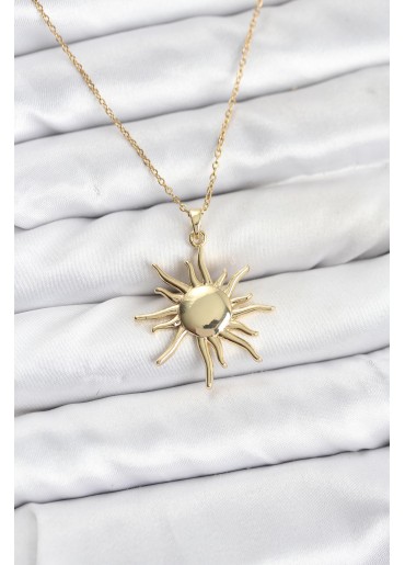 Erb 316L Çelik Zincir Gold Renk Güneş Model Kadın Kolye