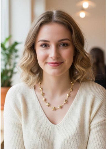 Erb Yıldız Model Pirinç Gold Renk Kadın Kolye