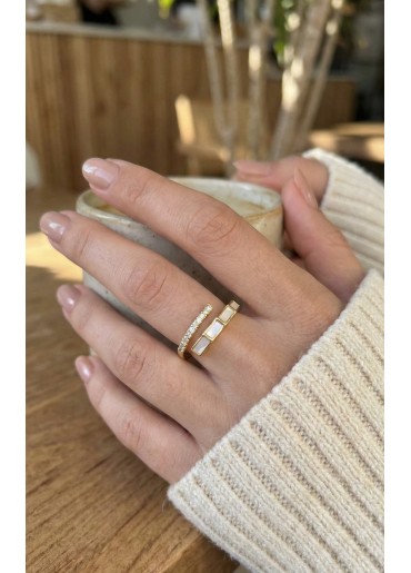 Erb Pirinç Gold Renk Zirkon Taş Detaylı Yılan Model Ayarlanabilir Yüzük