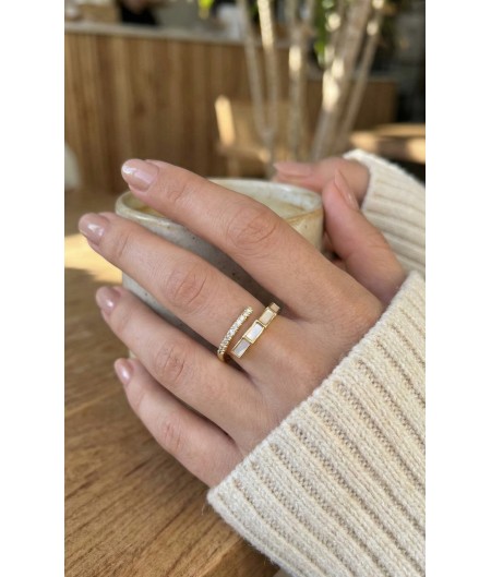 Erb Pirinç Gold Renk Zirkon Taş Detaylı Yılan Model Ayarlanabilir Yüzük