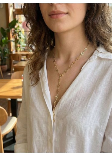 Erb Pirinç Gold Renk Yıldızlı Kadın Y Kolye