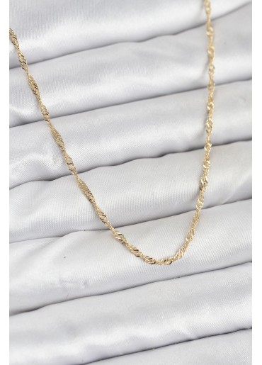 Erb CM 14K Gold Renk Yassı Burgulu Model Kadın Kolye