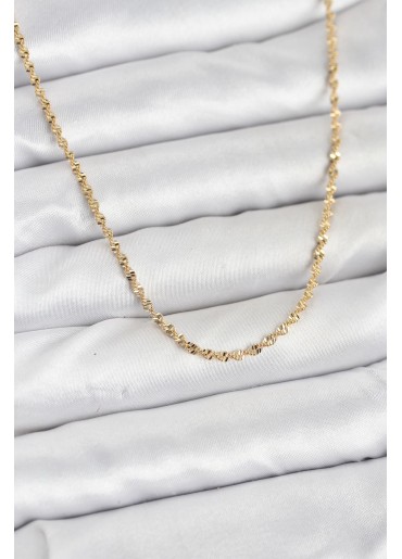 Erb CM 14K Gold Renk Ezme Burgu Zincir Model 60 Cm Kadın Kolye