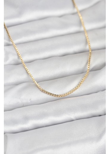 Erb CM 14K Gold Renk Kare Zincirli Model 60 Cm Kadın Kolye
