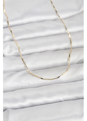 Erb CM 14K Gold Renk Çubuk Kesme Zincir Model 60 Cm Kadın Kolye