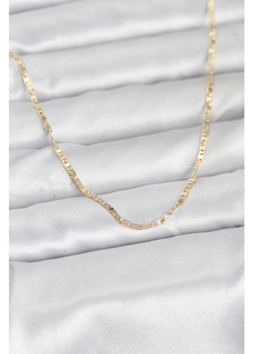 Erb CM 14K Gold Renk Yassı Zincir Model 60 Cm Kadın Kolye