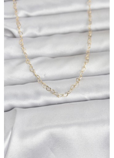 Erb CM 14K Gold Renk Kalp Zincirli 60 Cm Kadın Kolye
