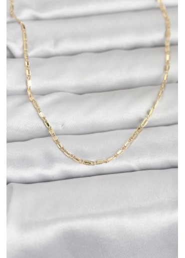 Erb CM 14K Gold Renk Lazerli Zincir Model 60 Cm Kadın Kolye