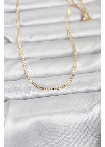 Erb CM 14K Gold Renk Lazerli Yassı Model Zincirli 60 Cm Kadın Kolye