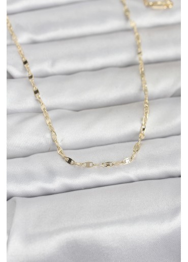Erb CM 14K Gold Renk Yassı Gemici Zincir Model 60 Cm Kadın Kolye