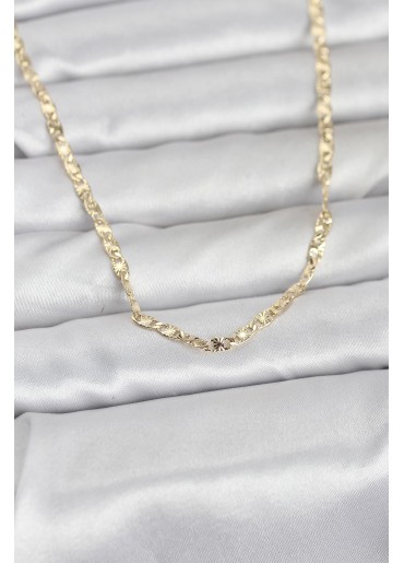 Erb CM 14K Gold Renk Lazer Zincirli Model 60 Cm Kadın Kolye