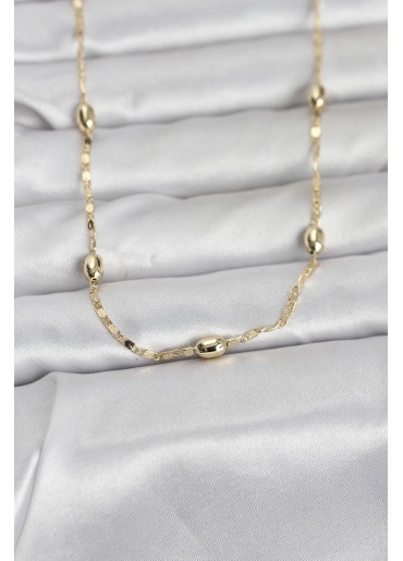 Erb CM 14K Gold Renk Damla Topçuklu Zincir Model 60 Cm Kadın Kolye