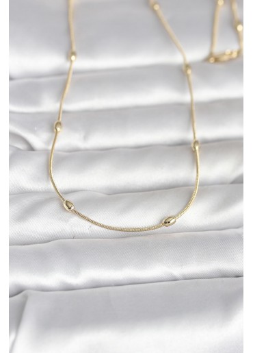 Erb CM 14K Gold Renk Yılan Zincirli Damla Topçuk Model 60 Cm Kadın Kolye