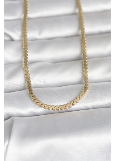 Erb CM 14K Gold Renk Yassı Ezme Zincir Model 60 Cm Kadın Kolye