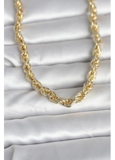 Erb CM 14K Gold Renk Kalın Burgu Zincirli Model 60 Cm Kadın Kolye
