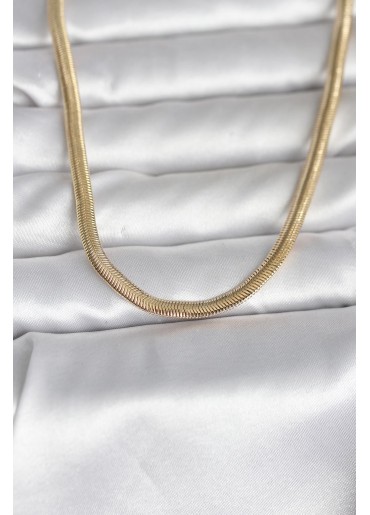Erb CM 14K Gold Renk Yassı Yılan Zincir Model 45 Cm Kadın Kolye
