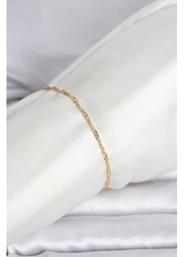 Erb CM 14K Gold Renk Ezme Burgu Zincir Model Kadın Bileklik