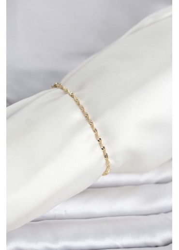 Erb CM 14K Gold Renk Yassı Ezme Burgu Model Kadın Bileklik