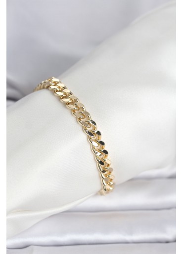 Erb CM 14K Gold Renk Ezme Kalın Zincir Model Kadın Bileklik