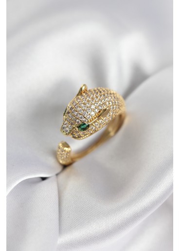 Erb Jaguar Model Gold Renk Zirkon Taşlı Kadın Yüzük