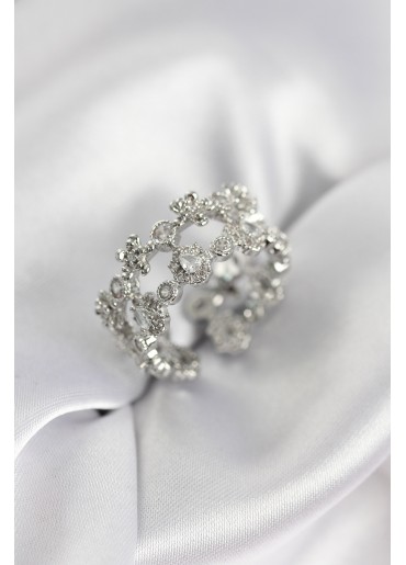 Erb Zirkon Taşlı 2\'li Model Gümüş Renk Kadın Yüzük